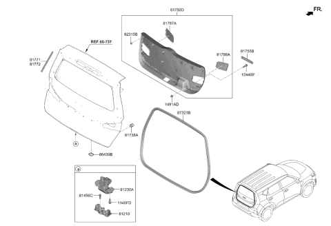 2023 Kia Soul Tail Gate Trim Diagram