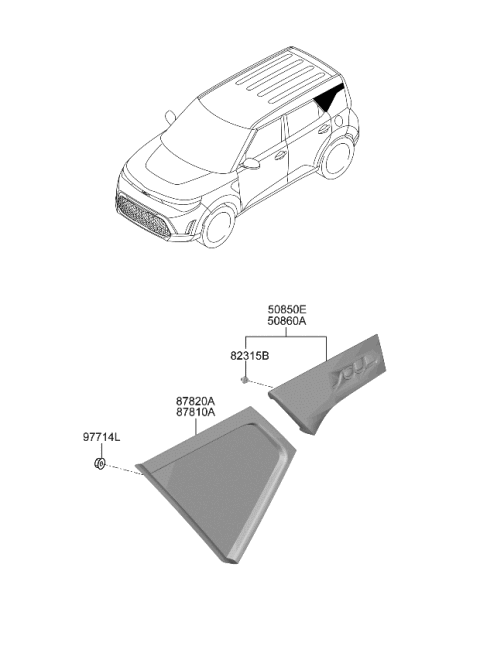 2023 Kia Soul GARNISH ASSY-CPILLA Diagram for 87860K0AA0