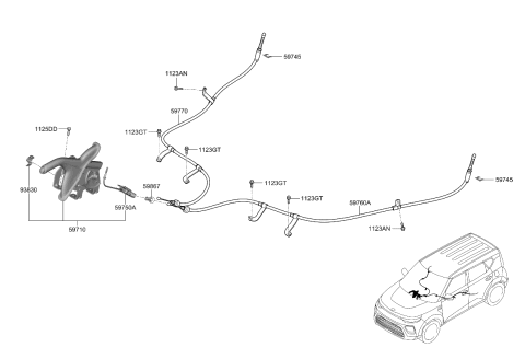 2024 Kia Soul Lever Assembly-Parking B Diagram for 59710K0000