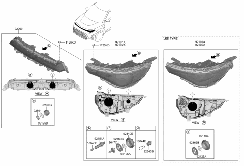 2024 Kia Soul Front Holder Assembly Diagram for 92166A9000