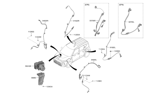 2023 Kia Soul CABLE ASSY-ABSEXT,R Diagram for 58960K0010