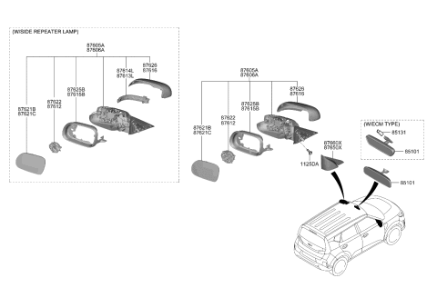 2024 Kia Soul Mirror-Outside Rear View Diagram