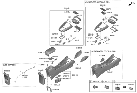 2023 Kia Soul CONSOLE ASSY-FLOOR Diagram for 84610K0AB0CM1