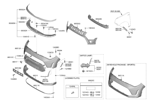 2024 Kia Soul COVER ASSY-FR BUMPER Diagram for 86512K0AA0