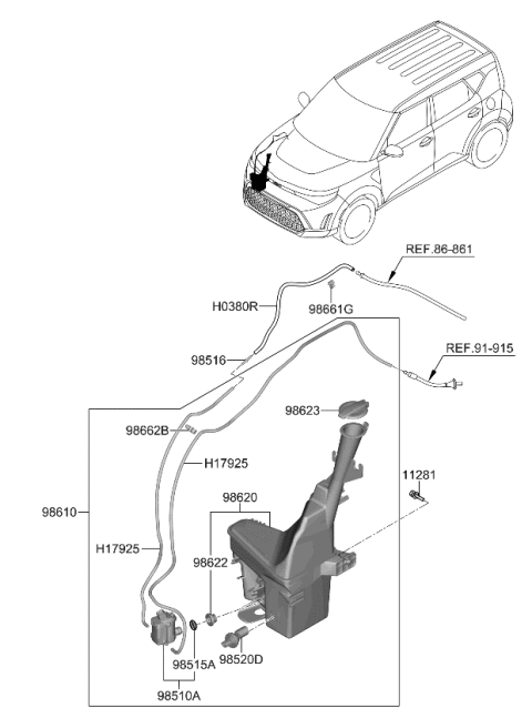 2023 Kia Soul Cap-Windshield Washer Rs Diagram for 98623G5000