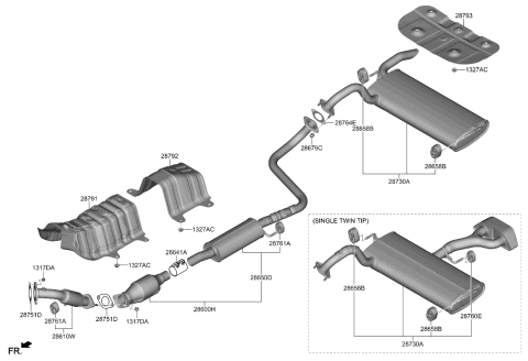 2023 Kia Soul Hanger-Exhaust Pipe Diagram for 287603B000