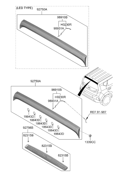 2023 Kia Soul LAMP ASSY-HMS Diagram for 92700K0500