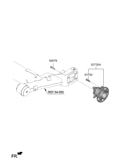 2023 Kia Soul Rear Wheel Hub & Bearing Assembly Diagram for 52730K0000