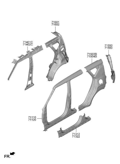 2023 Kia Soul PANEL ASSY-QUARTER I Diagram for 71601K0500