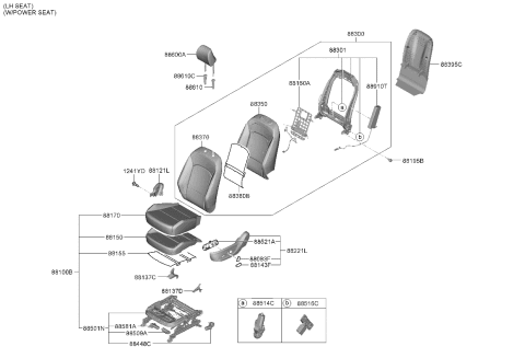 2023 Kia Soul SHIELD COVER-FR SEAT Diagram for 88010K0000WK