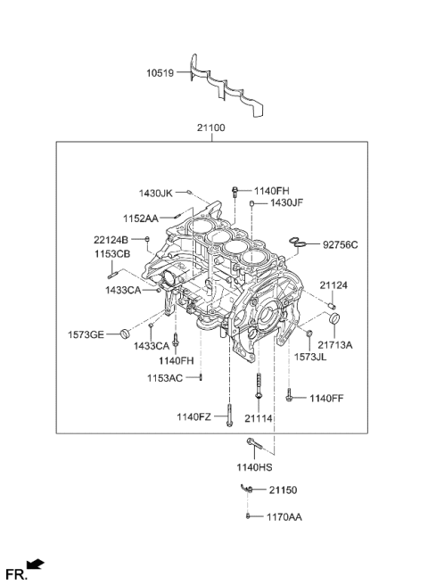 2018 Kia Optima Hybrid Block Assembly-Cylinder Diagram for 325N32EH00