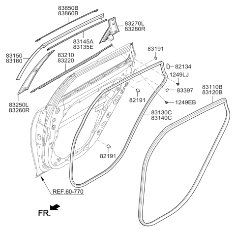 2017 Kia Optima Hybrid Rear Door Moulding Diagram