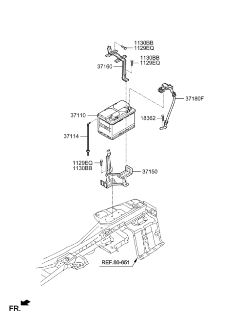 2016 Kia Optima Hybrid Battery Sensor Assembly Diagram for 37180A8000