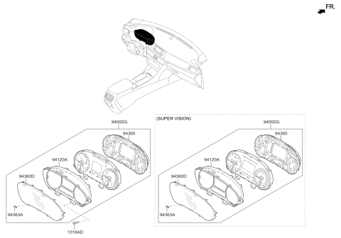 2016 Kia Optima Hybrid Cluster Assembly-Instrument Diagram for 94022A8000