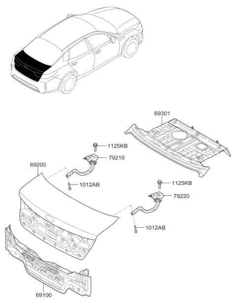 2016 Kia Optima Hybrid Back Panel & Trunk Lid Diagram