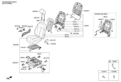 2018 Kia Optima Hybrid Knob Height-Front Seat Diagram for 88023D4010WK