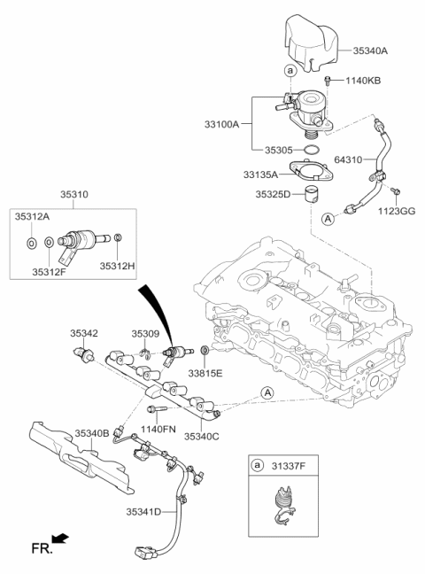 2016 Kia Optima Hybrid Wire Harness-Gdi Injector Diagram for 353412E620