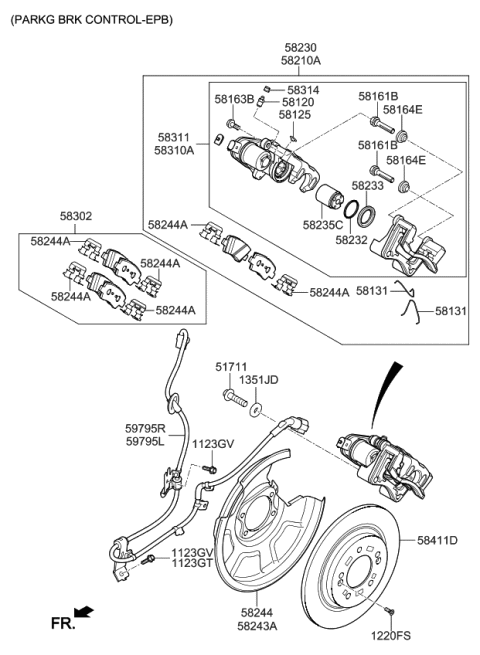 2017 Kia Optima Hybrid Caliper Kit-Rear Brake Diagram for 58311A8A50