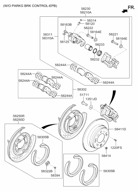 2017 Kia Optima Hybrid Packing Rear Brake Assembly, Right Diagram for 58270C1100