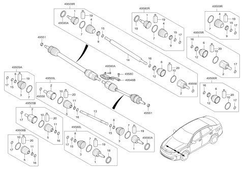 2016 Kia Optima Hybrid Drive Shaft (Front) Diagram