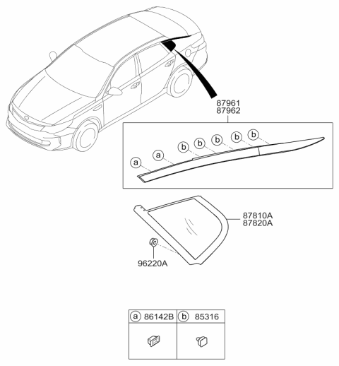 2017 Kia Optima Hybrid Quarter Window Diagram