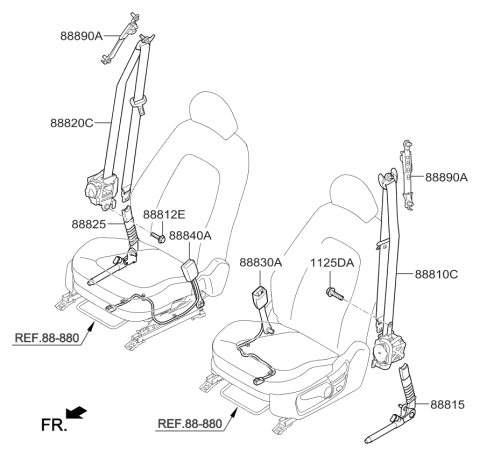 2016 Kia Optima Hybrid Belt-Front Seat Diagram