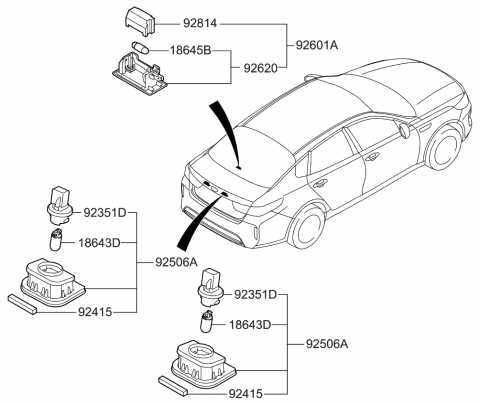 2016 Kia Optima Hybrid License Plate & Interior Lamp Diagram