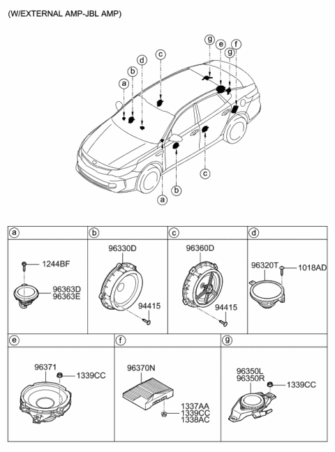 2017 Kia Optima Hybrid Midrange Speaker Assembly, Right Diagram for 96321D4200