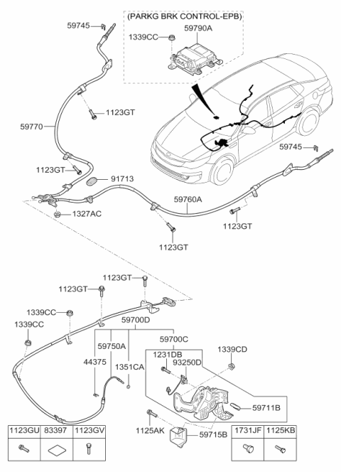 2017 Kia Optima Hybrid Cable Assembly-Parking Brake Diagram for 59770E6000