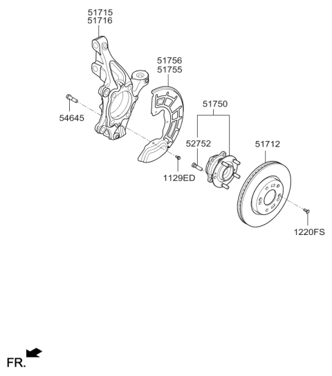 2018 Kia Optima Hybrid KNUCKLE-Front Axle,L Diagram for 51710E6101