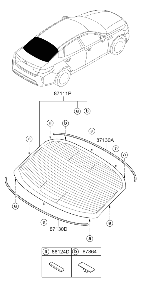 2016 Kia Optima Hybrid Glass Assembly-Rear Window Diagram for 87111A8000