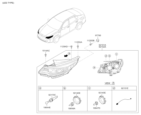 2016 Kia Optima Hybrid Dust Cap Assembly-Headlamp Diagram for 92140D4000