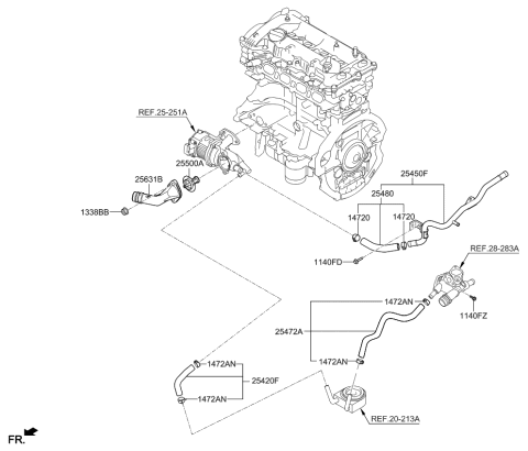 2018 Kia Optima Hybrid Coolant Pipe & Hose Diagram