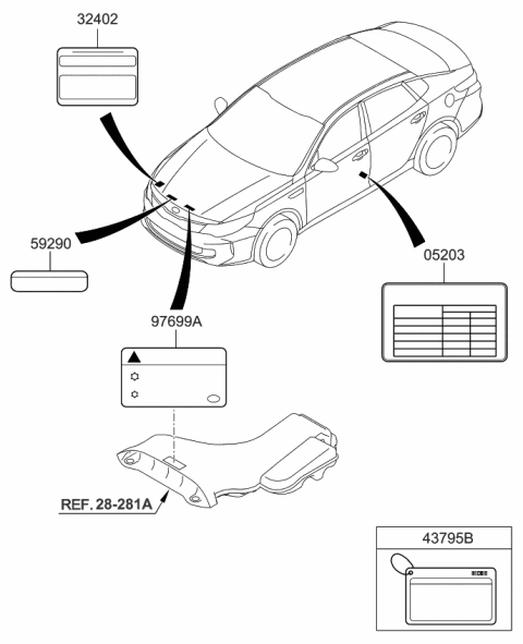 2016 Kia Optima Hybrid Label-Tire Pressure Diagram for 05203A8500