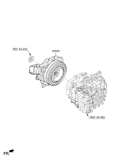 2016 Kia Optima Hybrid Traction Motor Assembly Diagram for 365003D600
