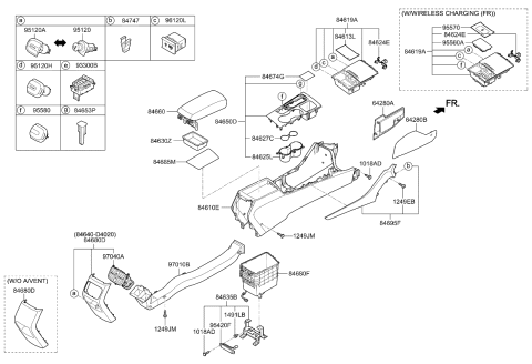 2018 Kia Optima Hybrid Console Assembly-Floor Diagram for 84610D4000WK