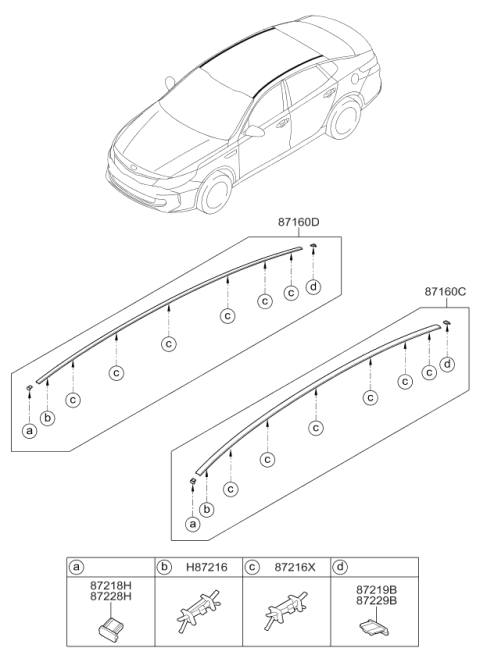 2018 Kia Optima Hybrid Roof Garnish & Rear Spoiler Diagram