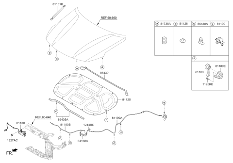 2018 Kia Optima Hybrid Lifter-Hood Diagram for 81161D4000