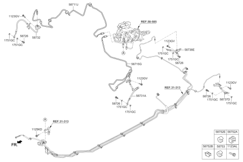 2016 Kia Optima Hybrid Tube-Hydraulic Module To Front Diagram for 58711A8030