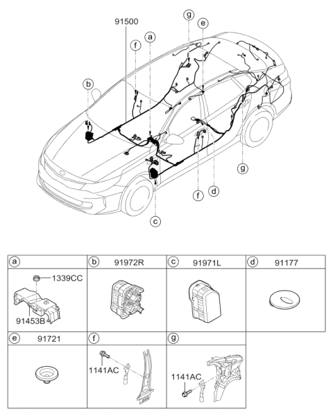 2016 Kia Optima Hybrid Wiring Assembly-Floor Diagram for 91545A8970