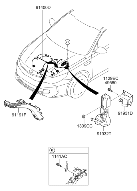 2017 Kia Optima Hybrid Wiring Assembly-Control Diagram for 91400A8040