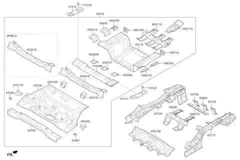 2017 Kia Optima Hybrid Panel Assembly-Rear Floor Diagram for 65510A8500