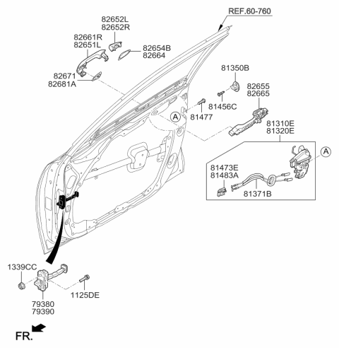 2016 Kia Optima Hybrid Base Assembly-Front Door Outside Diagram for 82665D4000