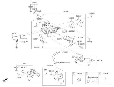 2017 Kia Optima Hybrid Brake Master Cylinder & Booster Diagram