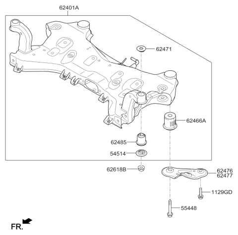 2017 Kia Optima Hybrid BUSHING-CROSSMEMBER Diagram for 62485D4100