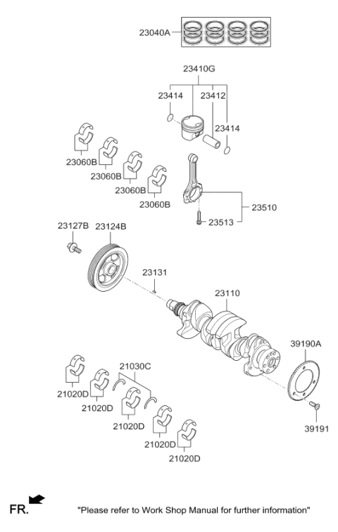 2018 Kia Optima Hybrid Ring Set-Piston Diagram for 230402E151