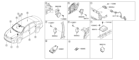 2018 Kia Optima Hybrid Air Bag Control Module Assembly Diagram for 95910A8160