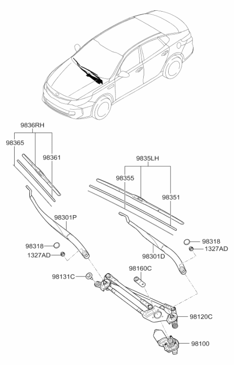 2016 Kia Optima Hybrid Windshield Wiper Diagram