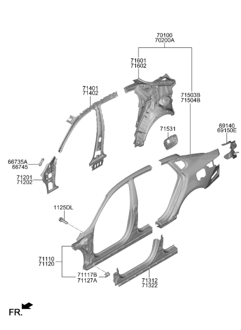 2016 Kia Optima Hybrid Panel Assembly-Pillar Ou Diagram for 71110A8A70