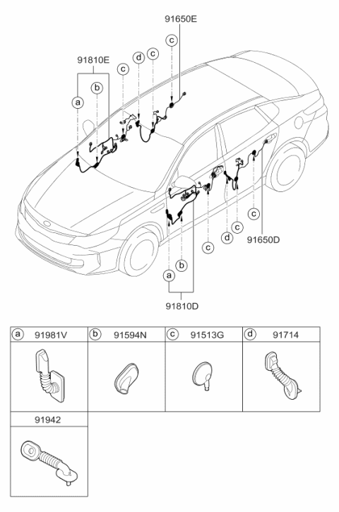 2018 Kia Optima Hybrid Wiring Assembly-Front Door(Pa Diagram for 91610A8870